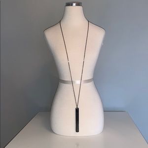 Charming Charlie Black Stone Bar Necklace